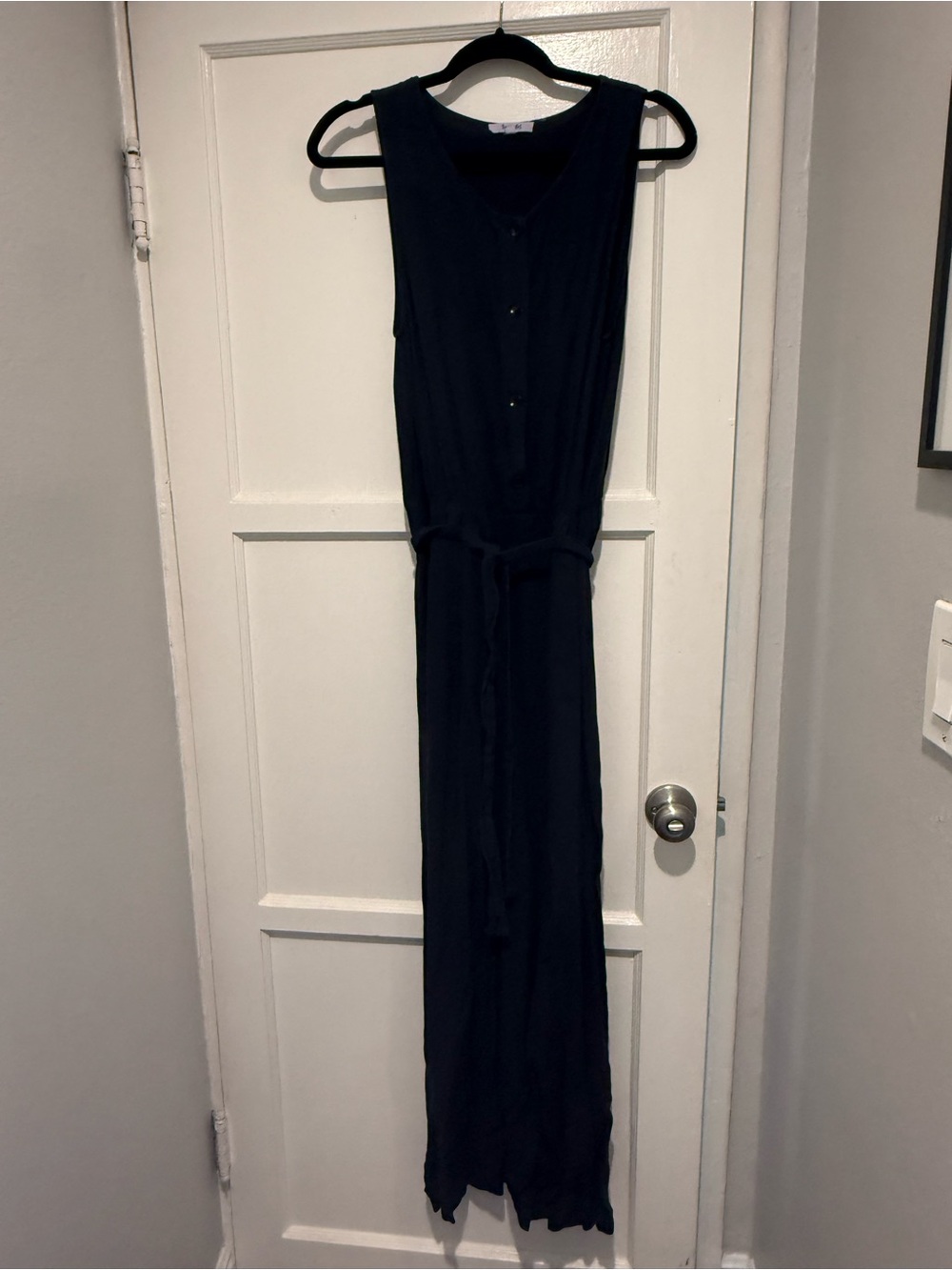 Splendid Navy Sleeveless Maxi Jumpsuit with Waist Tie